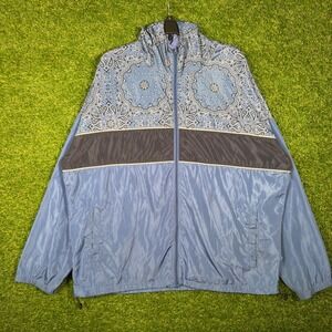 Original Use Mens XL Blue Paisley Bandana Print Full Zip Hooded‎ Windbreaker